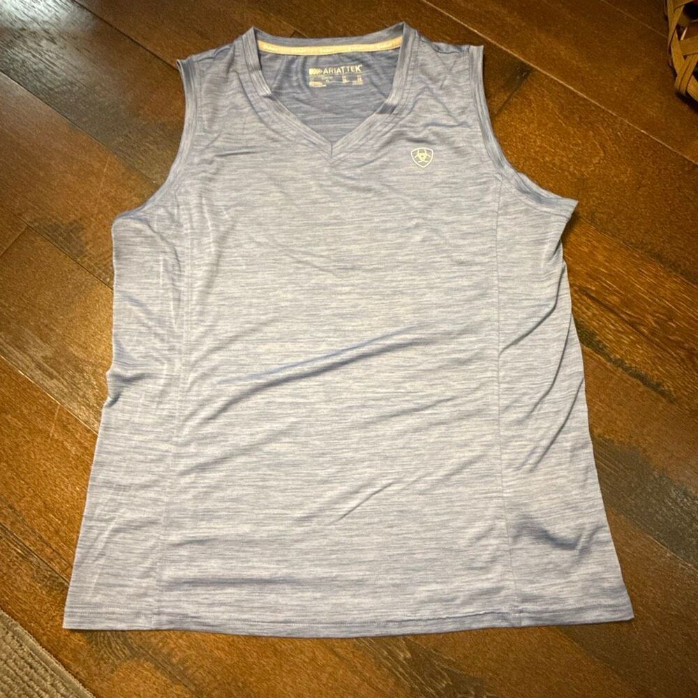 Ariat tek mens sleeveless moisture‎ wicking shirt size XL blue base layer